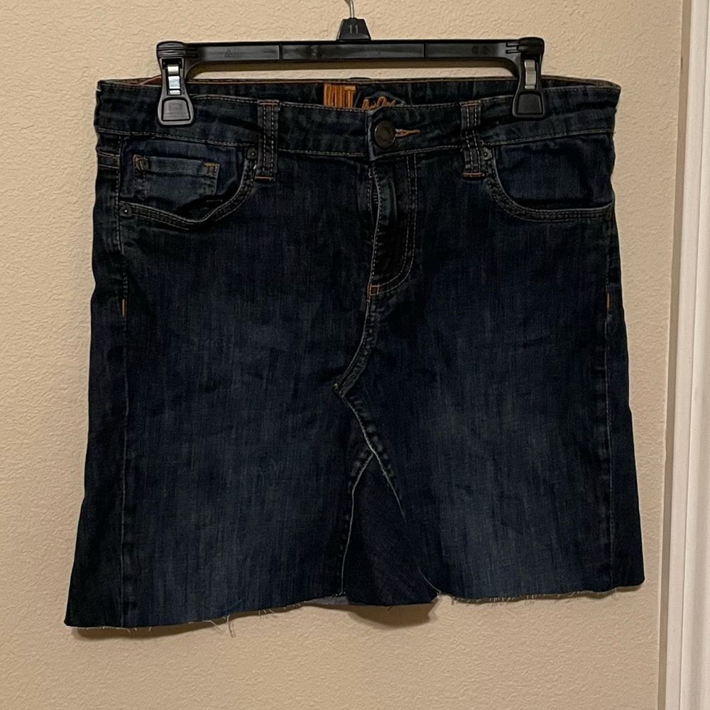 Dark wash denim skirt